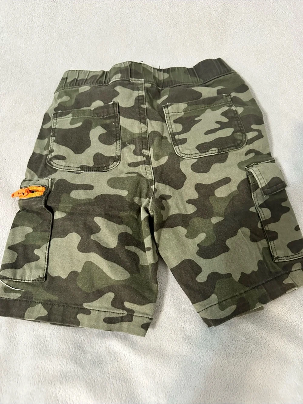 Garanimals Boys Camo Cargo Shorts with Orange Zip Accent